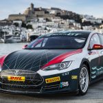 A fully electric Tesla Model S P85+ with 416 HP and 600 Nm of Torch is seen in the race version for the new Electric GT World Series during the unvieling event in Ibiza, Spain on September 27, 2016. The organisers of this zero-emission-series announced seven stops in Europe and three in North and South America for 2017 with ten teams and twenty drivers.